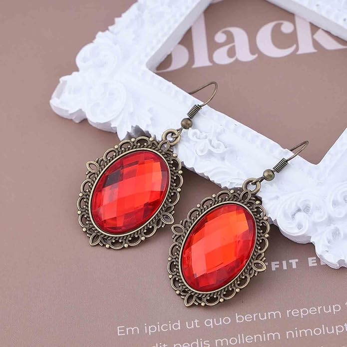 Vintage Black Crystal Drop Earrings Oval Onyx Dangle Earrings Large Onyx Stud Earrings Black Gem Hook Earrings Jewelry for Women and Girls-VivaGrace Women