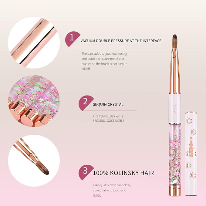 Acrylic Nail Brush Size 4,KEMEISI 100% Pure Kolinsky Nail Art Brushes Sturdy Handle Oval Shaped Acrylic Powder Nail Design Tools for Professional Manicure DIY Home Salon (White)-VivaGrace Women