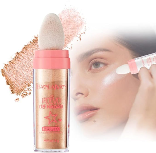 Polvo De Hadas - Body Glitter Highlighter Powder Fairy Stick for Makeup Shimmer and Shine High Gloss Blush Contour Powder Makeup - Sparkle Patting Powder for Hair Face Eyes Body-VivaGrace Women