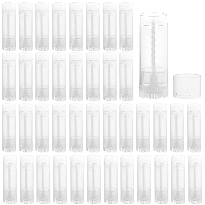 40 PCS 4.5g Oval Lip Balm Tubes Plastic Twist-up Filling Stick Refillable Lipstick Tube Containers for Chapstick Homemade Lip Balm DIY Deodorants Crayon (Clear)-VivaGrace Women