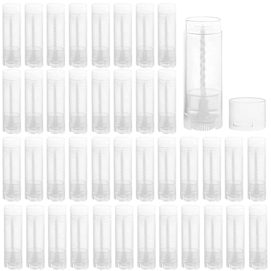 40 PCS 4.5g Oval Lip Balm Tubes Plastic Twist-up Filling Stick Refillable Lipstick Tube Containers for Chapstick Homemade Lip Balm DIY Deodorants Crayon (Clear)-VivaGrace Women