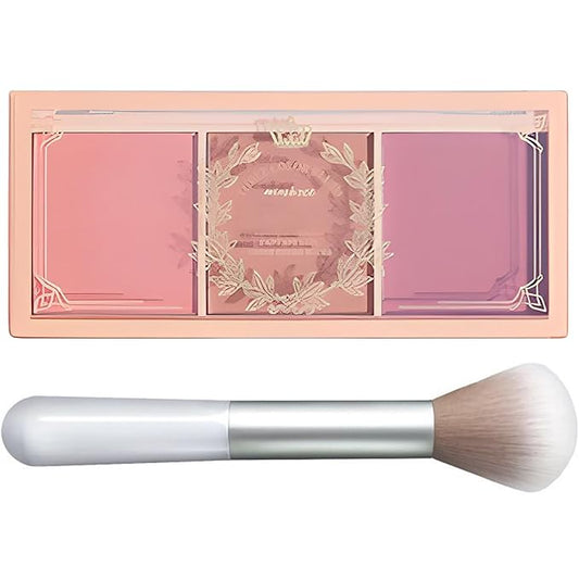 3 Color Matte Pink Blush Palette with Brush, Long Lasting Cheek Makeup, Light and Smooth Blush Powder for Face Beauty-VivaGrace Women