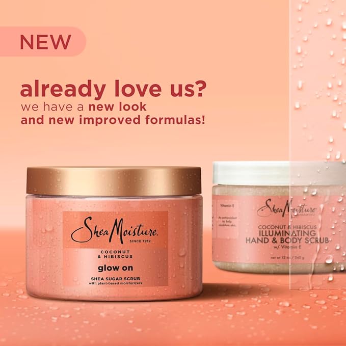 SheaMoisture Shea Sugar Body Scrub For Glowing Radiance Coconut Hibiscus Glowing Radiance Body Scrub With 24h Shea Moisture Nutrients 12 oz-VivaGrace Women