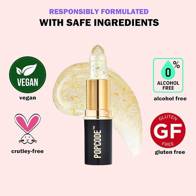 pH Lip Balm, Color Changing Lipstick and Tinted Lip Balm Chapstick, Vegan & Cruelty Free Glitter Lipstick Lip Gloss, Hydrate & Nourish with JOJOBA and MEADOWFOAM SEED OIL, #003 Pink Crystal-VivaGrace Women