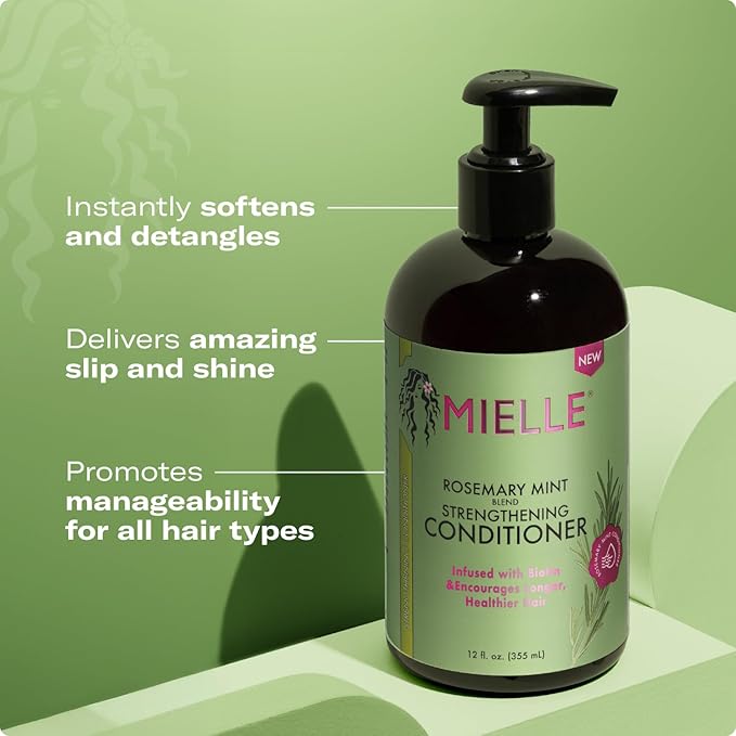 Mielle Organics Rosemary Mint Strengthening Shampoo and Conditioner Infused with Biotin, Cleanses and Helps Strengthen Weak and Brittle Hair, 12 Ounces-VivaGrace Women