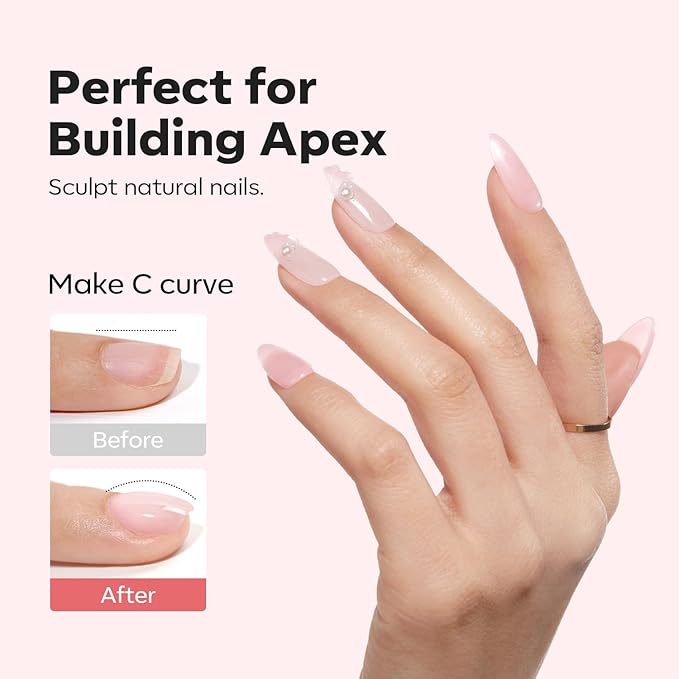 modelones Builder Nail Gel, 8-in-One Pink Shimmer Builder, Sparkle Glitter Pink Rubber Base Gel Polish LED Lamp Cured Hardener Color Base Strengthener Extension for Home DIY Salon Girls-VivaGrace Women