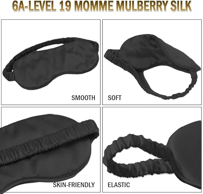 100% Natural Mulberry Soft Silk Sleep Mask, Light Blocking Eye Masks For Sleep, Night Blindfold Eye Mask Cover For Men And Women, Sleeping Night Mask For Travel (Pink)-VivaGrace Women