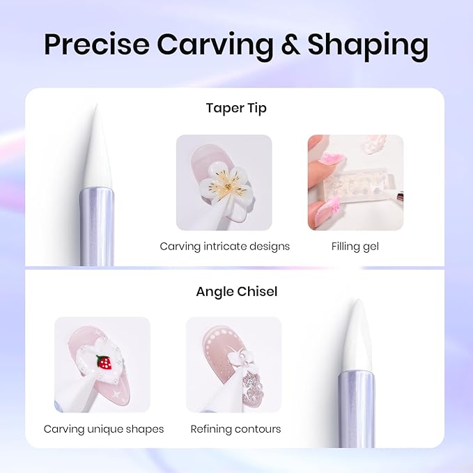 Beetles 5PCS Nail Art Dotting Tools Nail Art Sculpture Pen, Dual-Head Resin Nail Art Tools, Carving Drawing Tool, Silicone Brushes Set Pottery Clay Sculpting Tools Modeling Painting Tool DIY Art-VivaGrace Women