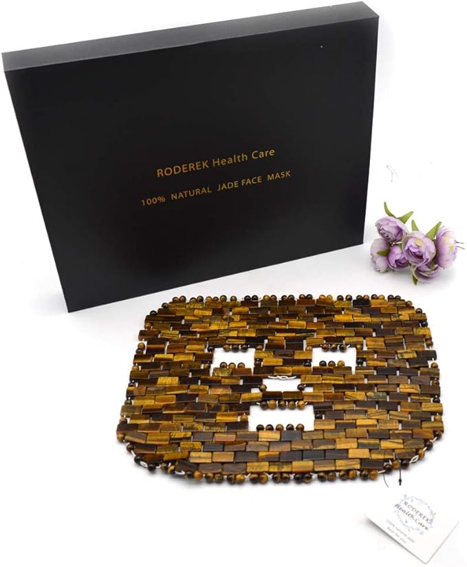 Jade Ice Sleeping Mask, Jade Mask for Relieving Face & Eye Puffiness Migraine, Anti Wrinkle Mask Therapy, Yoga Meditation Tools (Tiger's eye Jade)-VivaGrace Women