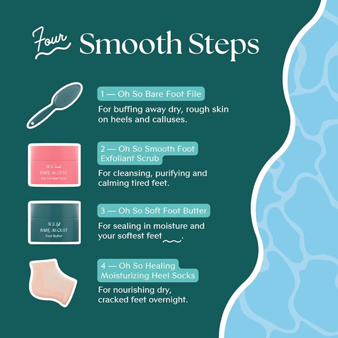 Bare August Glass Foot File Callus Remover - Heel Scraper & in-Shower Foot Scrubber Dead Skin Remover - Pedicure Foot Buffer for Soft Feet (with Handle, Teal)-VivaGrace Women