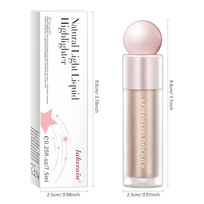 Liquid Highlighter Makeup, Natural Silky Shimmer Finish Liquid Face Highlighter, Highly Pigmented, Lightweight, Blendable, Soft Cream Highlighter For Face (#03 Rose Gold Shimmer)-VivaGrace Women