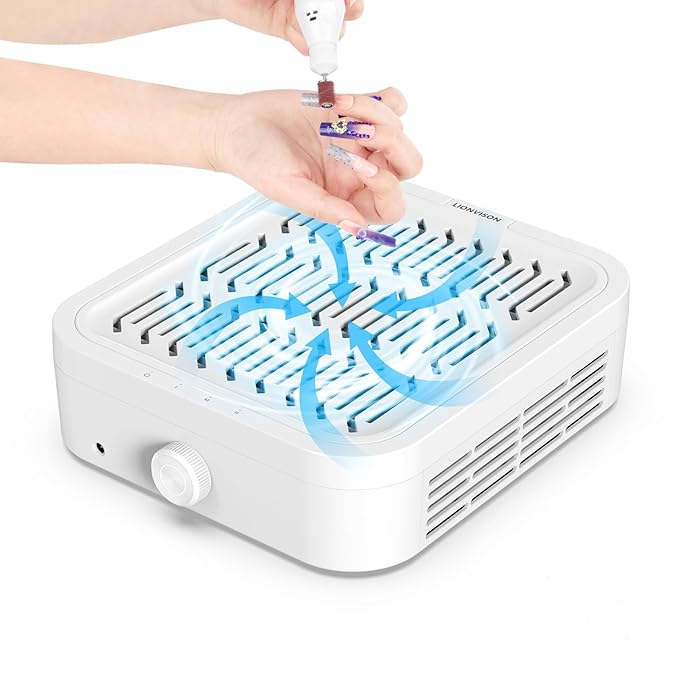 LIONVISON Nail Dust Collector for Salons: Vacuum Fan Dust Suction Machine for Beginners DIY - Manicure Pedicure Tool with Reusable Filter for Home-VivaGrace Women