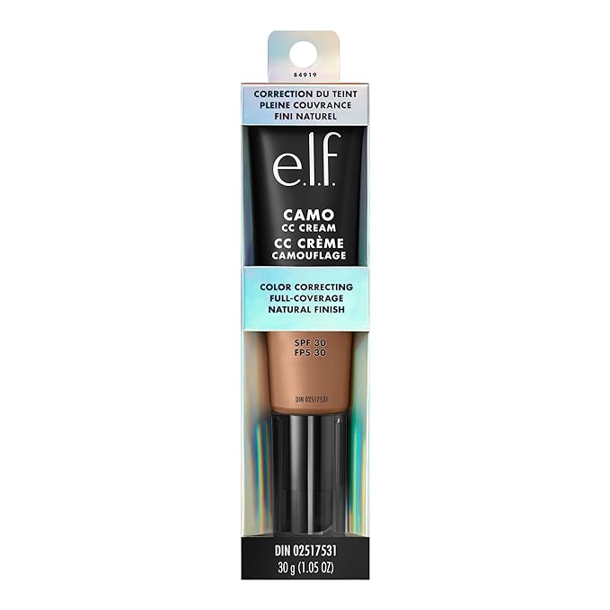e.l.f. Camo CC Cream, Color Correcting Medium-To-Full Coverage Foundation with SPF 30, Medium 375 N, 1.05 Oz (30g)-VivaGrace Women
