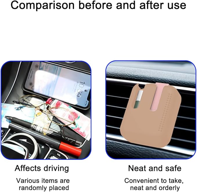 Holder for Car Air Vent, Upright Washable Lip Balm Protector for Women Girls, Auto Interior Space Saving Accessories, Universal for Vehicle, Truck and More（Brown）-VivaGrace Women