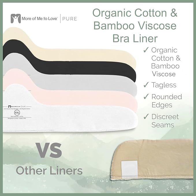 More of Me to Love Organic Cotton and Bamboo Bra Liner 4-Pack (Pearl White, Blush Pink, Stone Gray, Fawn Beige)-VivaGrace Women
