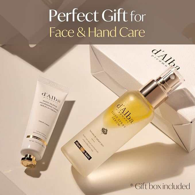 d'Alba All About Korean Skin Care, Gift Set for White Truffle First Spray Serum & Nourishing Hand Cream, Perfect for Mothers Day Gift-VivaGrace Women