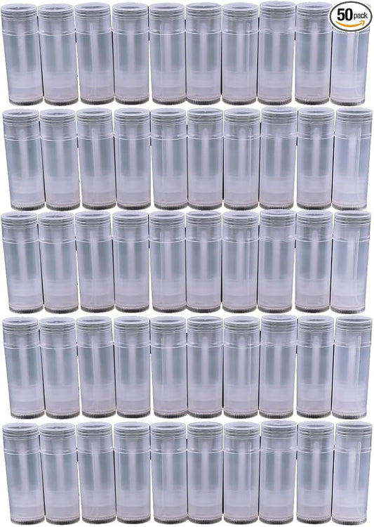 50Pcs 5ml Translucent Lipstick Cosmetic Empty Lip Gloss Lipstick Containers,Cosmetic Containers Sale Lip Balm Tubes Empty Hot Transparent Plastic Refill Lip Balm Tube with Cap-VivaGrace Women
