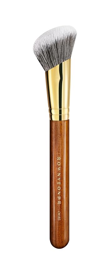 Desert Oak Series SlopeBlur Stipple Brush - Angled Nylon Bristles for Seamless Cream/Liquid/Powder Blending, Contour & Blush Application, Bubinga Handle (CM 192)-VivaGrace Women