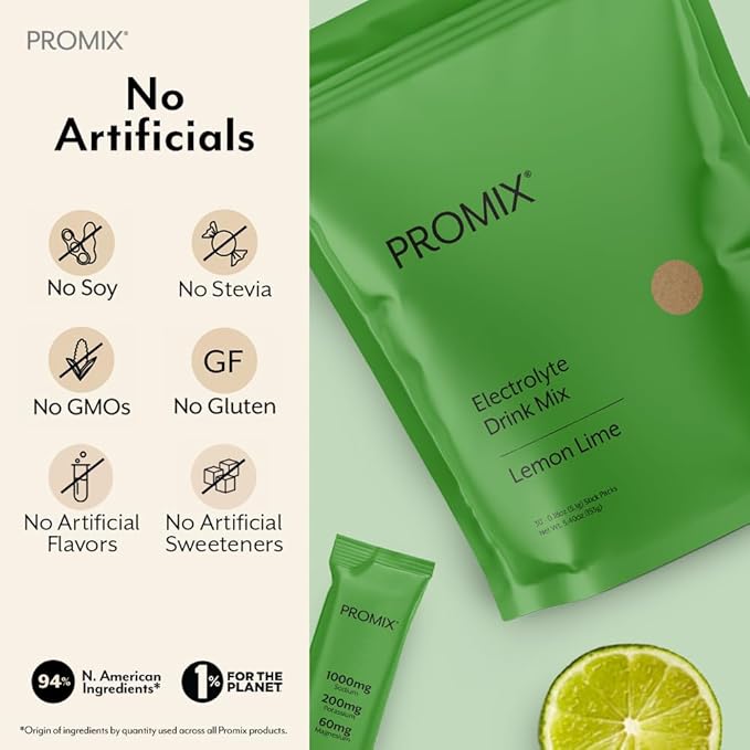 ProMix Nutrition Electrolytes Powder Packets - Sugar Free, Zero Calorie, Stevia Free, Fasting Friendly, Natural Himalayan Pink Salt - Lemon Lime - 30 Servings (Pack of 30)-VivaGrace Women
