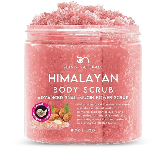 Natural Himalayan Salt Body Scrub - with Lychee Oil and Snail Mucin, Exfoliating Salt Scrub to Exfoliate & Moisturize Skin, Deep Cleansing - 11 oz-VivaGrace Women