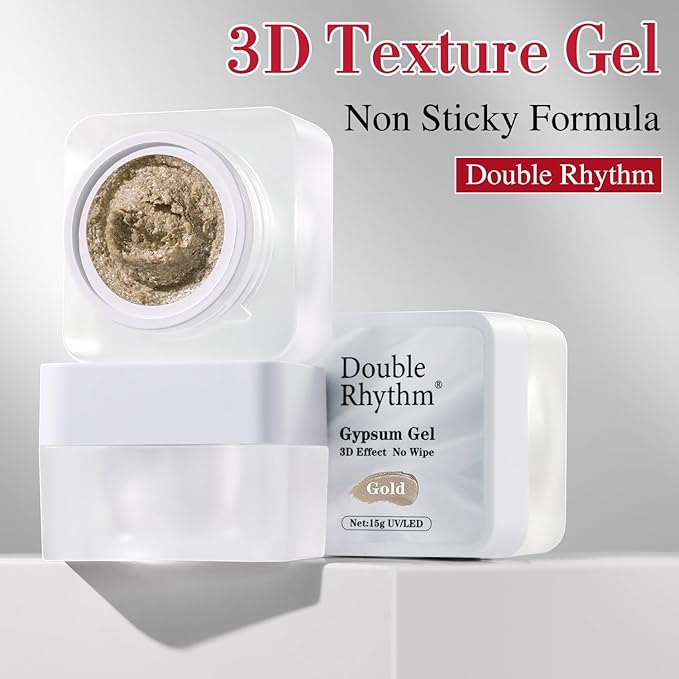 Double Rhythm 3D Nail Gel Solid Sculpting Gel for Nail Art Non-Sticky Hard Gel for Building Carving Molding Nail Extension Soak Off UV/LED Salon Home DIY 0.5 Oz (Gypsum Dark Gold)-VivaGrace Women