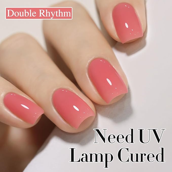 Double Rhythm 0.5Oz Translucent Gel Polish Sheer Neutral Natural Light Milky Same Color Same Bottle 15ML Jelly Gel Polish Art DIY at Home (Pink Rose-A1382)-VivaGrace Women