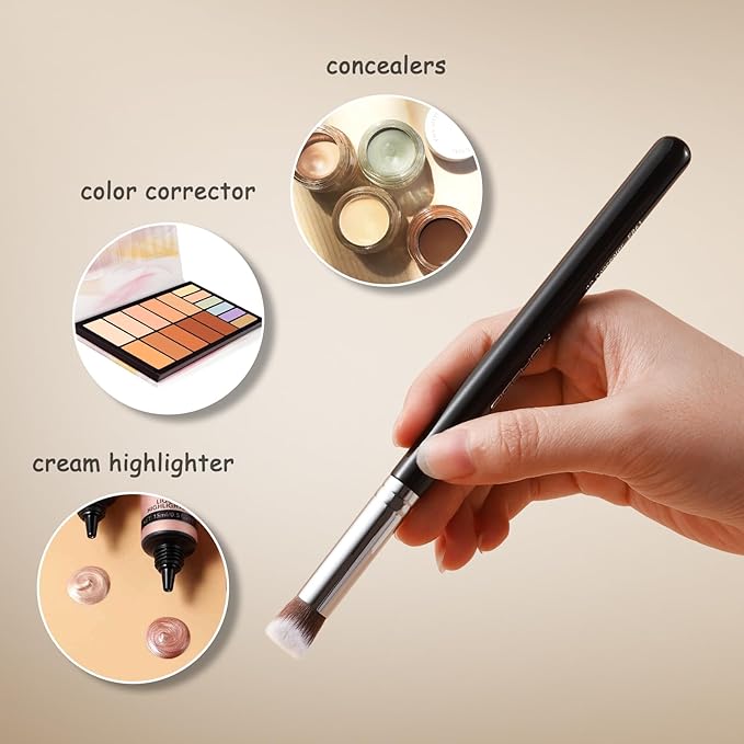 EIGSHOW Angled Concealer Brush Under Eye for Covering Sun Spots Acne Blemishes Concealing Contouring Setting with Liquid Cream (E861)-VivaGrace Women