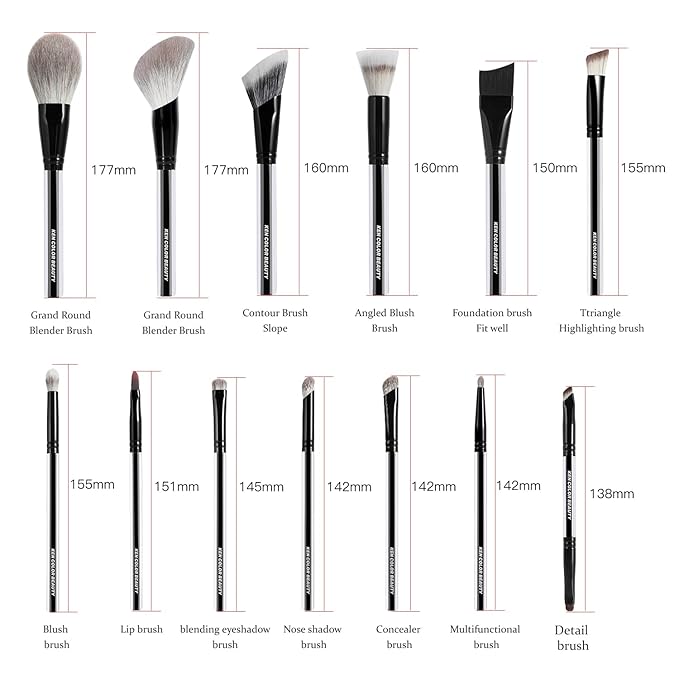 KENCOLOR Premium 13-Piece Makeup Brush Set with PU Travel Pouch – High-End Acrylic Handle, Soft Synthetic & Natural Bristles, Dense & Non-Absorbent, for Flawless Application-VivaGrace Women