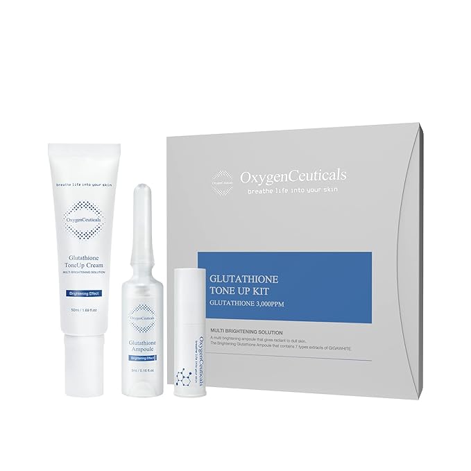 Instant Brightening Kit with Glutathione and Niacinamide | OxygenCeuticals Glutathione ToneUp Kit | Intensive Brightening Ampoule and Cream | 2 Pcs Set | Made in Korea-VivaGrace Women