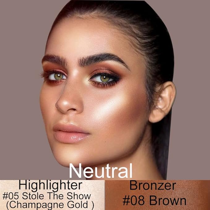 evpct 2Pcs Face Cream Contour Sticks Makeup Highlighter Highlight Brown Creme Cheek Contour Sticks contorno en crema Bronzer Bronzing Foundation Stick Kit Powder Shadow Shading Face Contour 05&08-VivaGrace Women