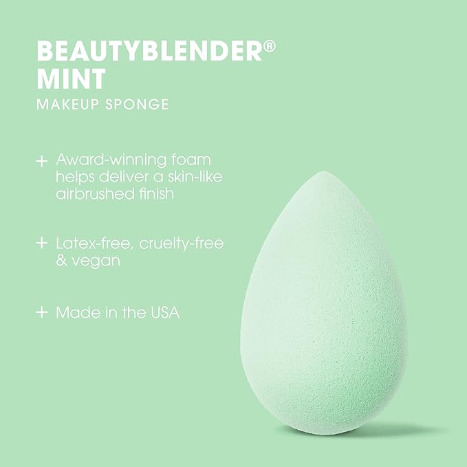 Beautyblender® | Mint Beauty Blender Makeup Sponge, Super-Soft Foam Easily Blends Foundations, Powders & Creams, Made in USA, Reusable, Washable, Streak Free Application, Vegan, Cruelty Free-VivaGrace Women
