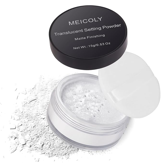 MEICOLY Talc-Free Setting Powder with Sifter,Long Lasting Loose Face Powder,Translucent Powder Colorset Powder,Matte Finishing White Face Paint Setting Powder for Halloween SFX Makeup,Oil Control-VivaGrace Women