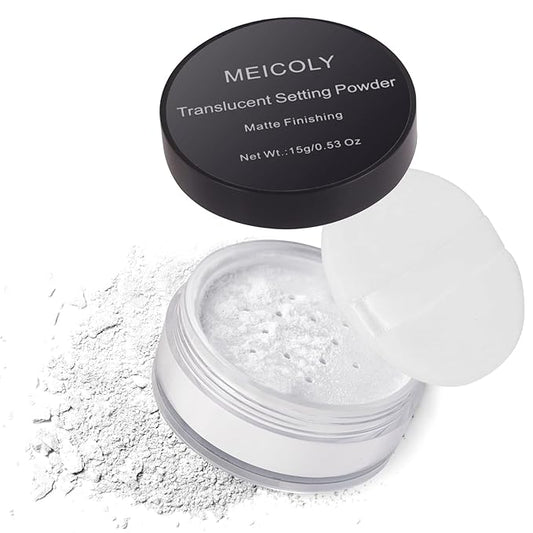 MEICOLY Talc-Free Setting Powder with Sifter,Long Lasting Loose Face Powder,Translucent Powder Colorset Powder,Matte Finishing White Face Paint Setting Powder for Halloween SFX Makeup,Oil Control-VivaGrace Women