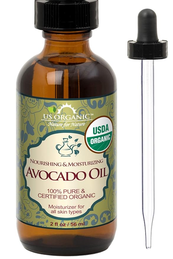US Organic Avocado Oil Unrefined Virgin, USDA Certified Organic, 100% Pure & Natural, Cold Pressed, in Amber Glass Bottle w/Glass Eye dropper for Easy Application (2 oz (Small))-VivaGrace Women