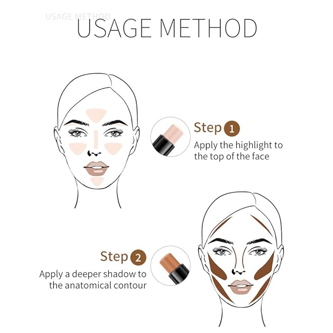 MEICOLY Cream Contour Stick Trio,Bronzer Highlighter Stick,2 in 1 Double Head Facial Repair Concealer Stick,3D Body Makeup Shading Trimming Stick,Smooth Gliding Face Illuminator Makeup,6 Colors-VivaGrace Women