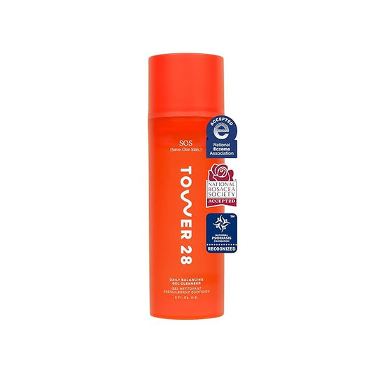Tower 28 SOS Gel Cleanser + Makeup Remover for Sensitive Skin, Gentle Hydrating pH-Balanced Face Wash Removes Makeup and SPF Without Drying - 150ML-VivaGrace Women