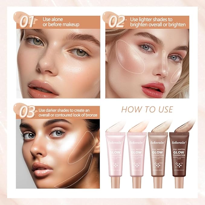 Full Match Glow Foundation, Enhance Foundation Natural Glow, Professional Coverage for a Flawless Look (Deep, Large)-VivaGrace Women