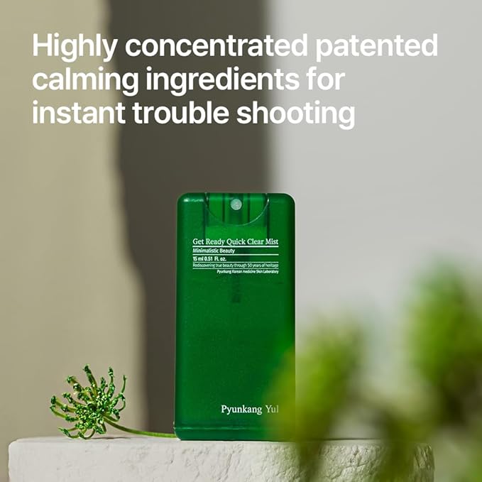 Pyunkang Yul PKY Ultimate Get Ready Quick Clear Mist for Sensitive Skin, Intensely Calms & Soothes Redness with Cica & Tea Tree, Compact size, Korean Skincare (0.51 Fl. oz, 15ml)-VivaGrace Women