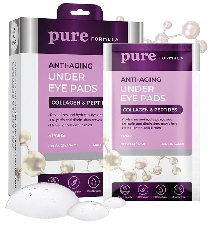 Collagen and Peptides Under Eye Patches - Reduces Puffiness & Dark Circles, Firming & Anti-aging Under Eye Pads - Cruelty Free Korean Skin Care For All Skin Types - 5 Pairs-VivaGrace Women