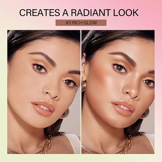 Multi-Use Makeup Blush Stick, Tinted Solid Moisturizer On-the-Go Blush, Multi-use Cream Blush Stick for Cheek & Eyes & Lips, Waterproof Natural Nude Makeup for All Skin (3# Rich Glow)-VivaGrace Women