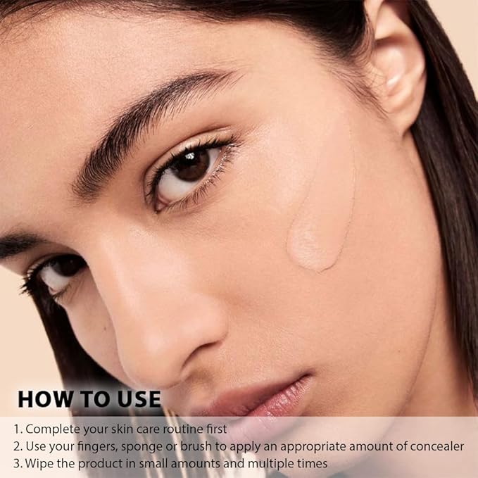 Pro Under Eye Full Coverage Liquid Concealer to Cover Dark Circles, Scars, Redness, Spots, Fine Lines, Corrector Anti-Aging Natural Finish, Moistening Smooth Cream, Waterproof 0.4 fl oz - Beige#-VivaGrace Women