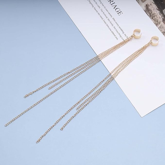 Boho Chain Tassel Earrings Gold Long Drop Dangle Earrings Dangle Chain Earrings Vintage Long Earrings Punk Earrings Jewelry for Women and Girls-VivaGrace Women