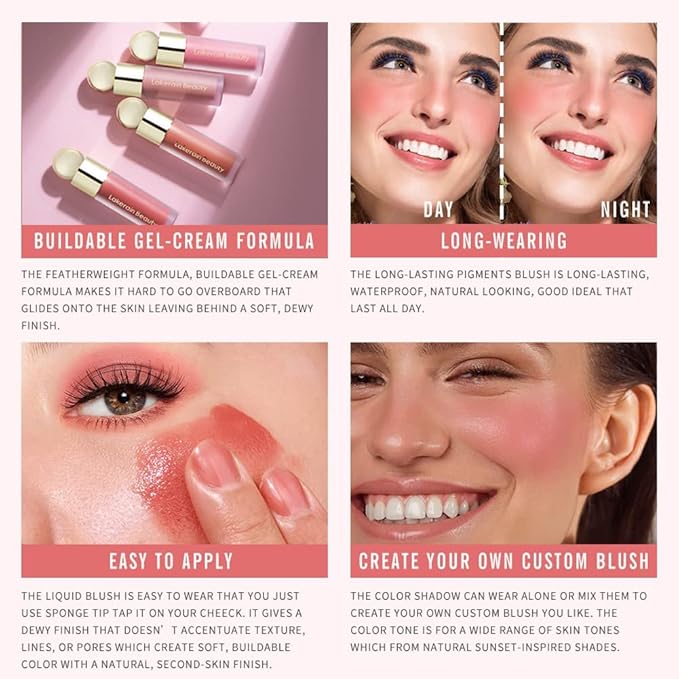 Velvet Liquid Blush, Natural Matte Finish Looking, Dewy Cheek Tint, Soft Cream Face Blush,Moisturizing Lightweight Blendable Feel,Long-Lasting 0.25 oz/7.5ml - 03#-VivaGrace Women