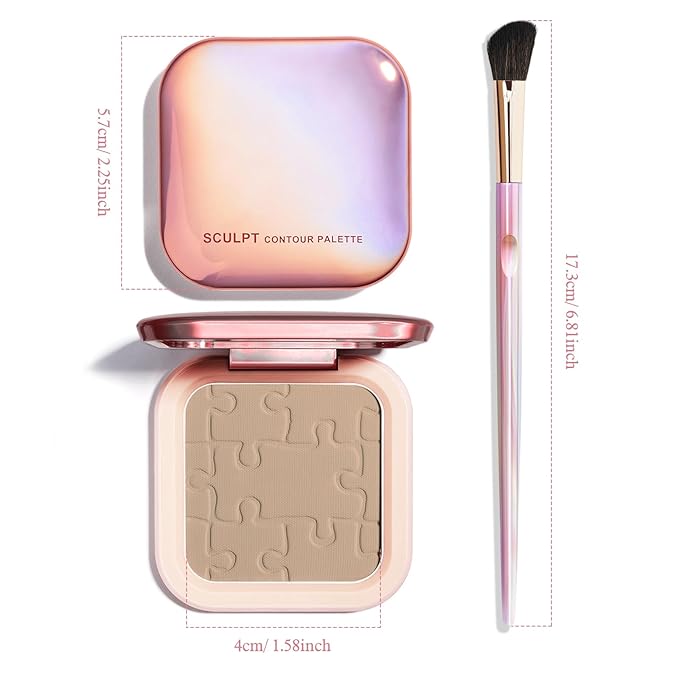 Contour Palette with Brush, Cream Contour Powder Palette Bronzer Powder Matte Bronzer Palette Cool Toned Contour Kit with Mirror for Face Sculpting Contour Makeup (#C03 Taupe)-VivaGrace Women