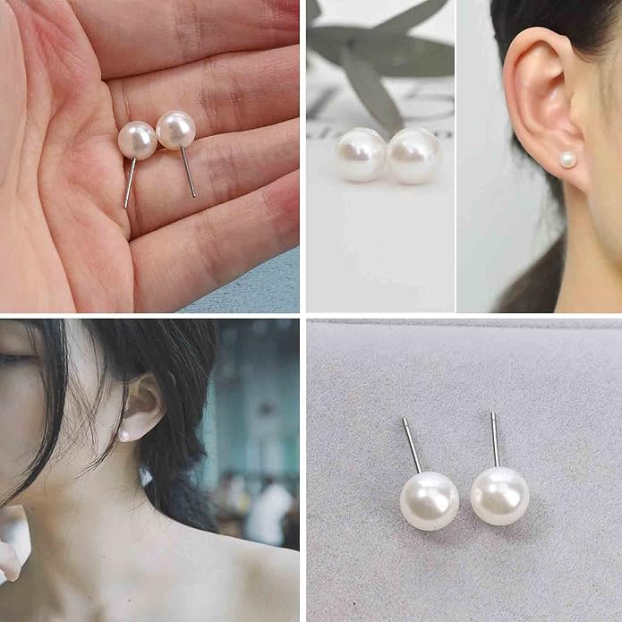 Boho Pearl Studs Earrings Tiny Pearl Earrings Minimalist Earrings Pearl Simple Studs Jewelry for Women Bridesmaid Gifts-VivaGrace Women