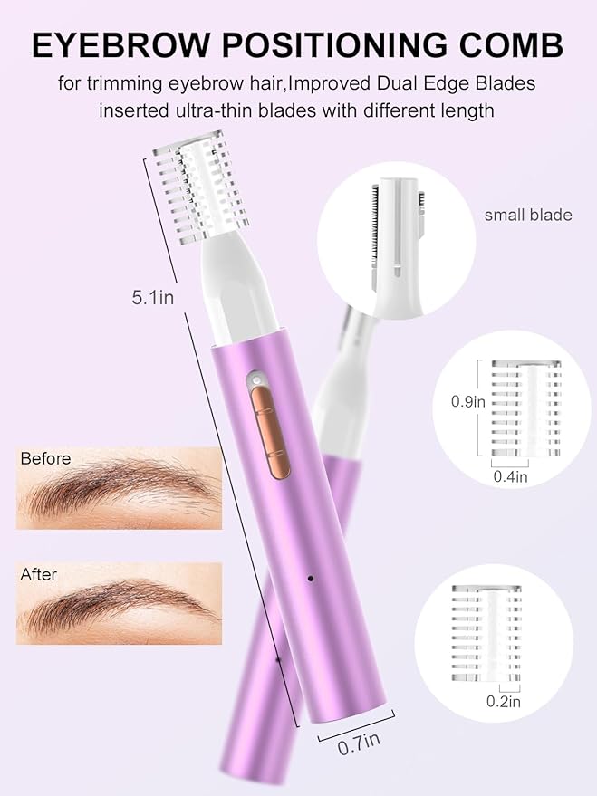 Nose Hair Trimmer for Women Men,2025 Rechargeable 2 in 1 Eyebrow & Facial Trimmer, Professional Painless Ear Hair Trimmer with Powerful Motor and Dual-Edge Blades Easy Cleansing (Purple)-VivaGrace Women