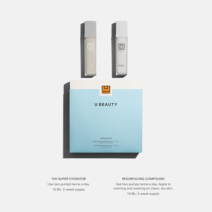 U Beauty Resurfacing Compound + Super Hydrator Set, Vitamin C Serum with Retinol, Vit E, Aha Exfoliant, Hyaluronic Acid for Daily Anti-Aging-VivaGrace Women