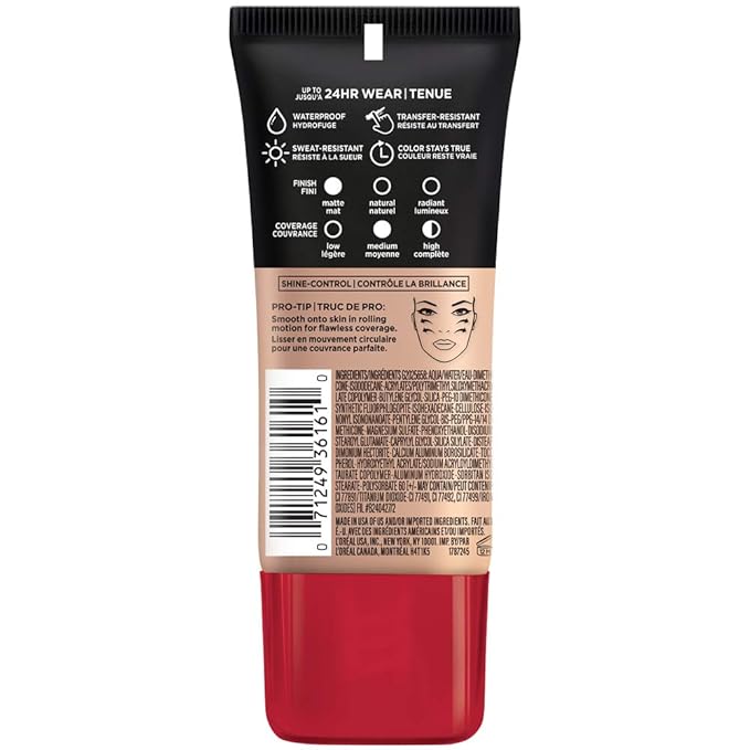 L'Oreal Paris Cosmetics Makeup Infallible Pro-Matte Liquid Longwear Foundation, Shell, 1 fl oz.-VivaGrace Women