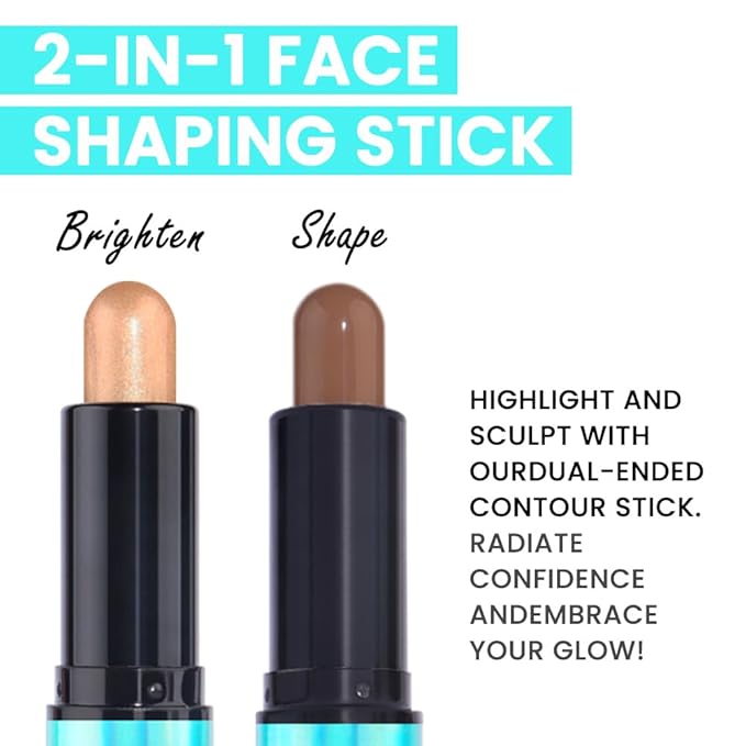 evpct 2in1 Face Shaping & Contouring Stick Cream Contour Concealer Bronzer Stick Makeup Kit for Beginner Face Highlighter Makeup Stick contorno maquillaje de maquillaje profesional,NEW Deep-VivaGrace Women