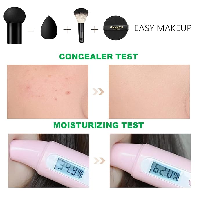 Mushroom Head Air Cushion CC Cream Foundation,QIUFSSE Mushroom Head Foundation BB Cream Makeup Foundation Concealer Brighten Long-lasting Oil Control and Moisturizing-Natural-VivaGrace Women